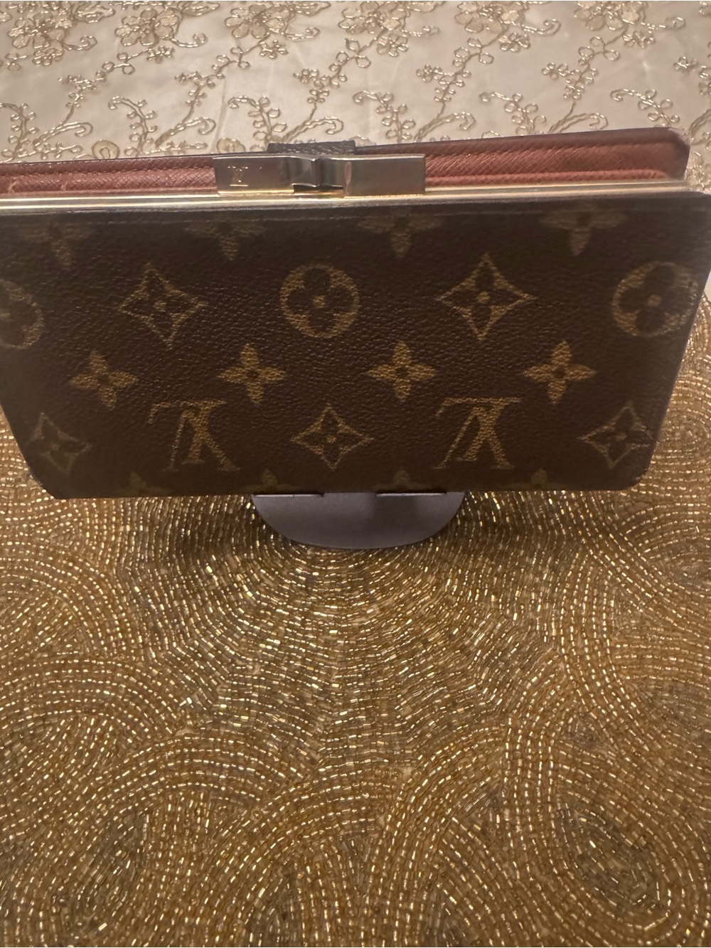 Louis Vuitton Brown Monogram Wallet with Pink Interior